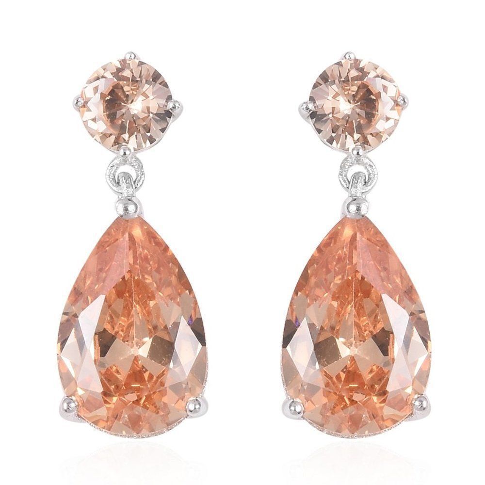 Simulated Diamond Drop Earrings in Sterling Silver